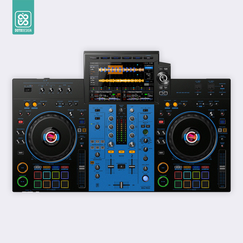 XDJ RX3 Setup Kaplama, Mavi Siyah