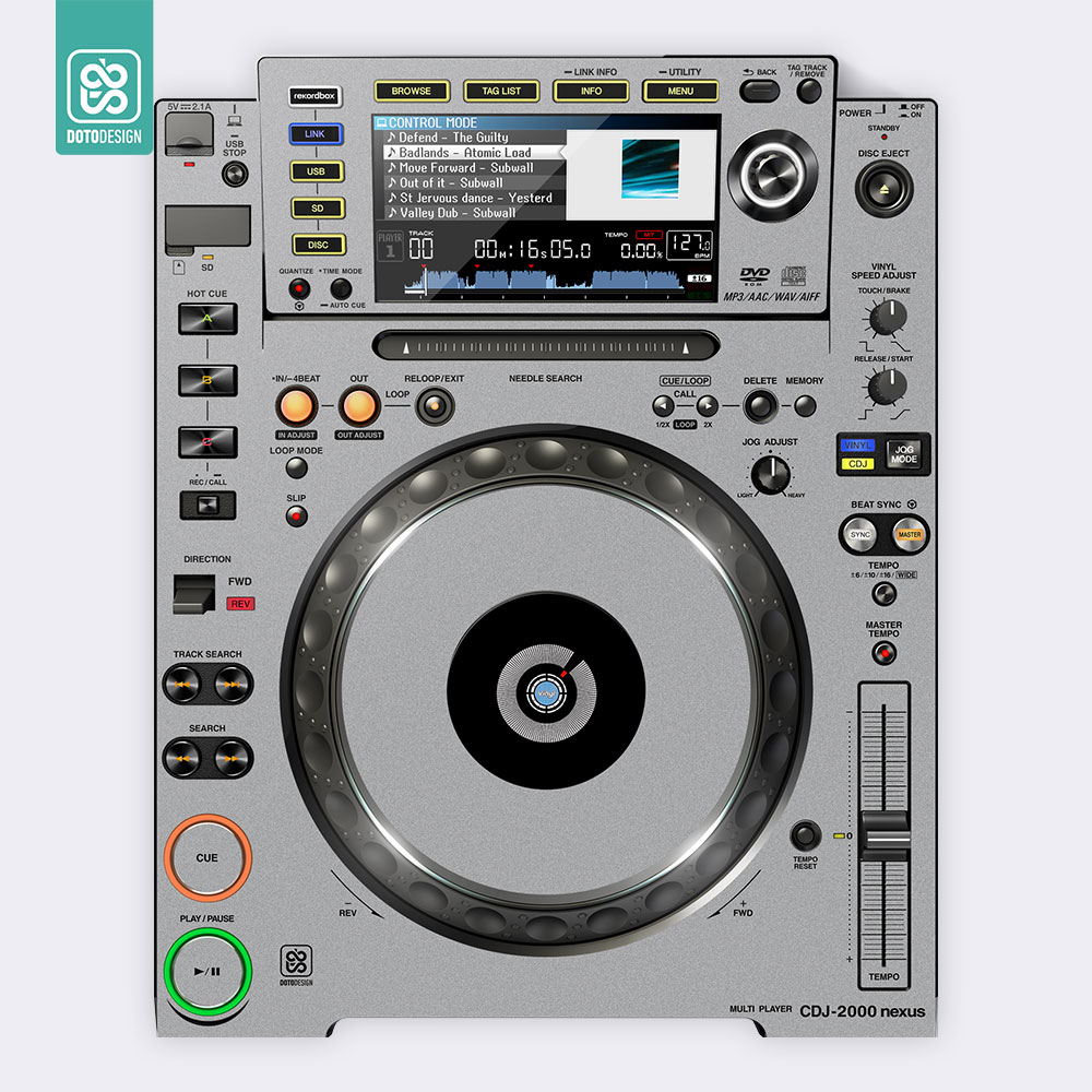 CDJ 2000 NXS Setup Kaplama, Açık Gri (Takım)