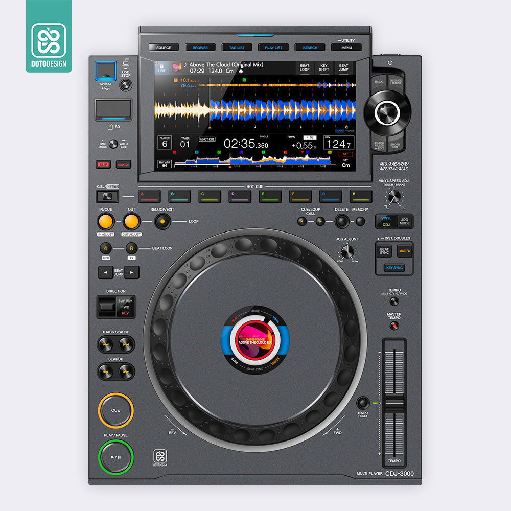 CDJ 3000 Setup Kaplama, Koyu Gri (Takım)